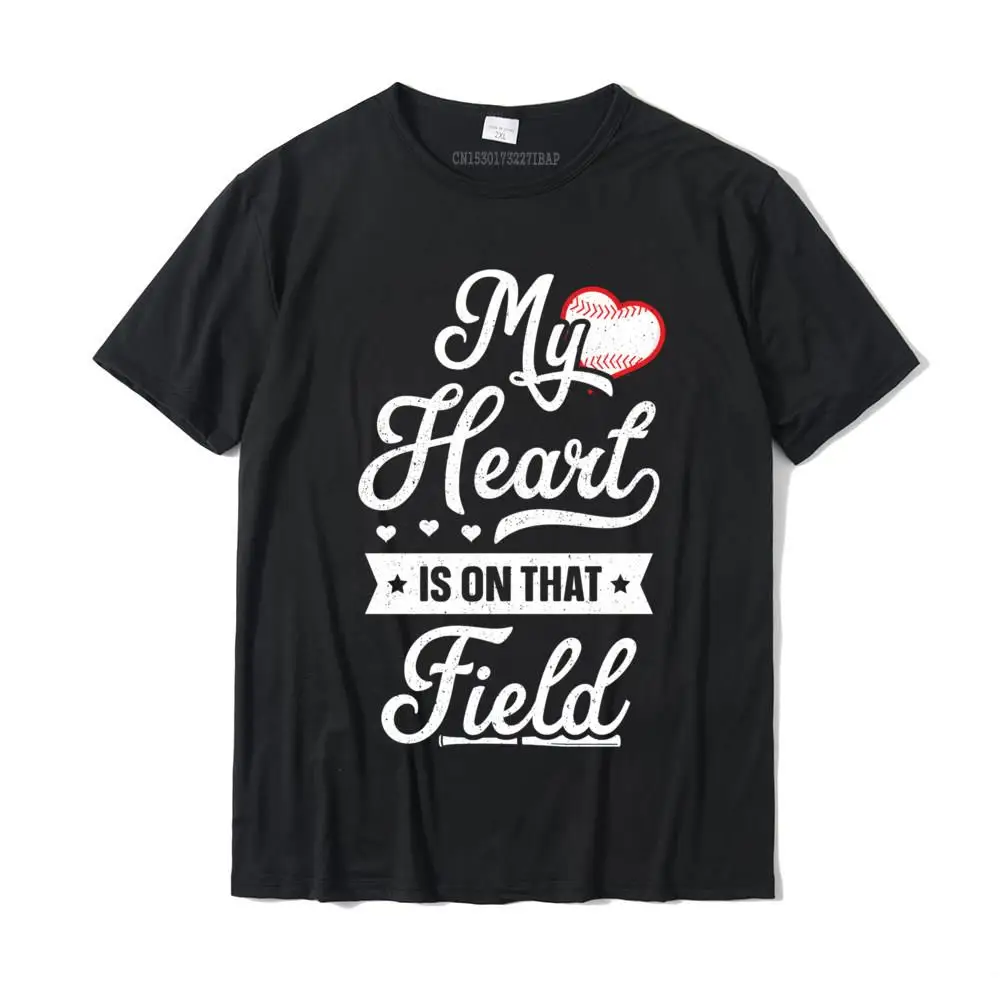 

My Heart Is On That Field Shirt Gift Cute Mom Baseball Short Sleeve T-Shirt ComicsDesign Tees Latest Cotton Student T Shirt