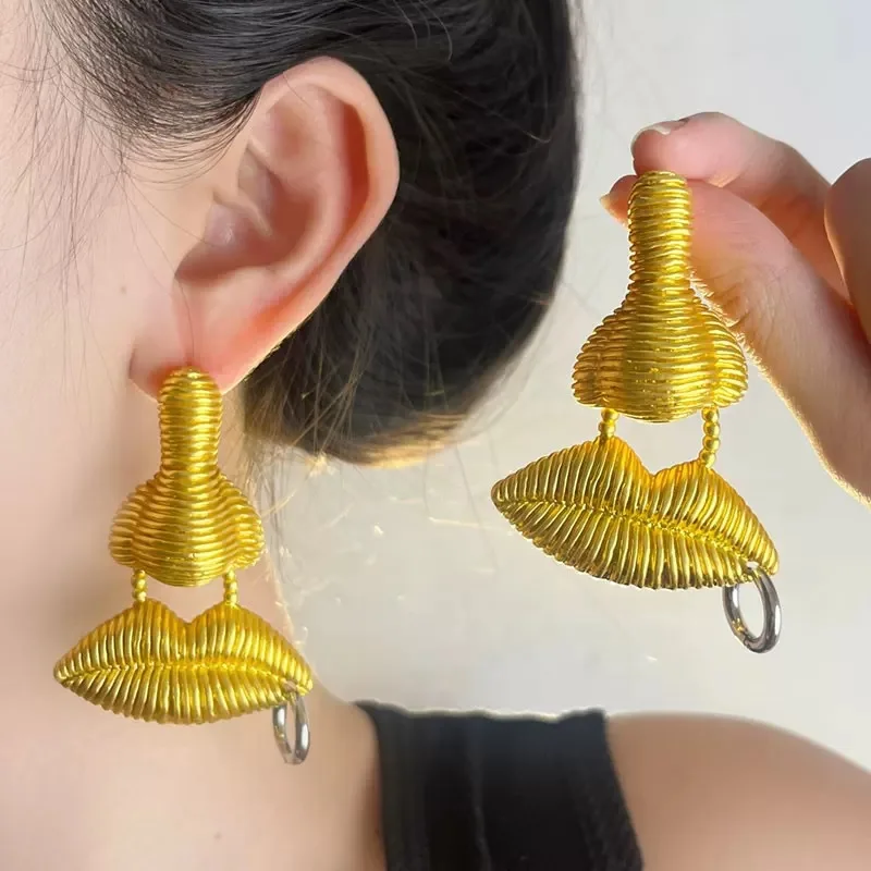 Уникальные персонализированные трехмерные серьги в полоску для лица с большими