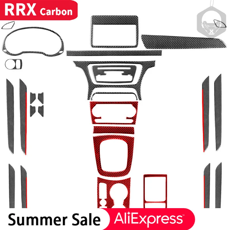 

RRX Car Interiors Gear Shift Panel CD Air Vent Door Handle Decor Cover Trim Real Carbon Fiber Sticker for Audi Q3 8U 2013-2018