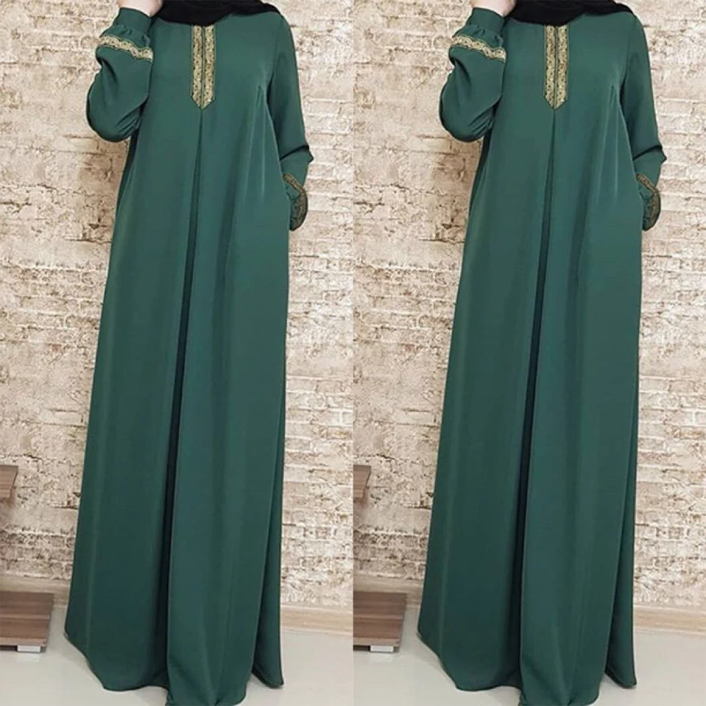

Stylish Dress Female's Clothes Abaya Prayer Maxi Dress Ladies Arab Robe Long Sleeve Muslim Dresses O-Neck Collar