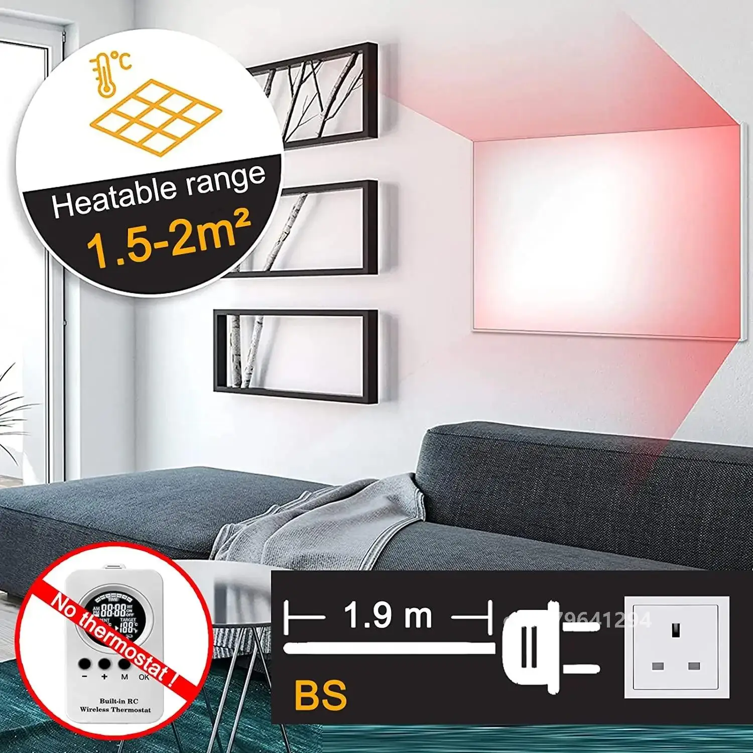 180 Вт 300x600 мм Инфракрасный панельный обогреватель Настенный маршрутический