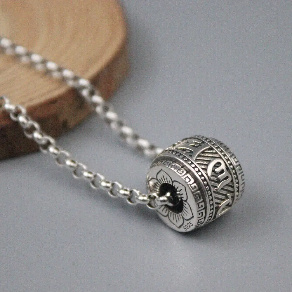 Подвеска в виде буддистской трубки, серебро 0,47 пробы, длина 20 дюймов