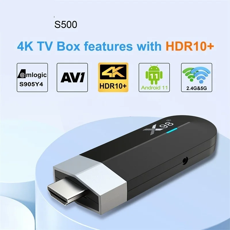 

, X98 S500 Android 11 Smart TV Stick Amlogic S905Y4 Quad Core 4G 32G 4K H.265 HEVC 2.4G/5G Wifi Media Player Set Top Box TV