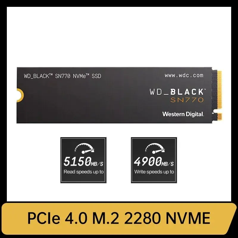 Внутренний твердотельный диск Western Digital WD SN770, 500 Гб, 1 ТБ, NVMe Gen4 PCIe M.2 2280 PCIe 4,0 X4 для PS5