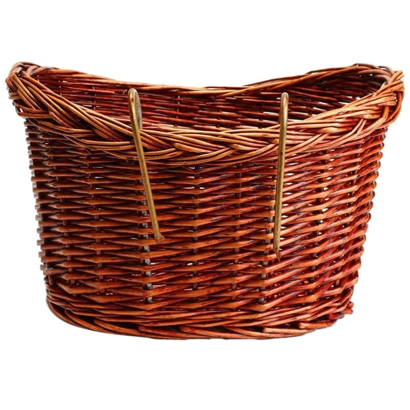 

Wicker Bicycle Basket Handmade Bicycle Front Basket With Hook , Woven Bicycle Handlebar Rattan Basket