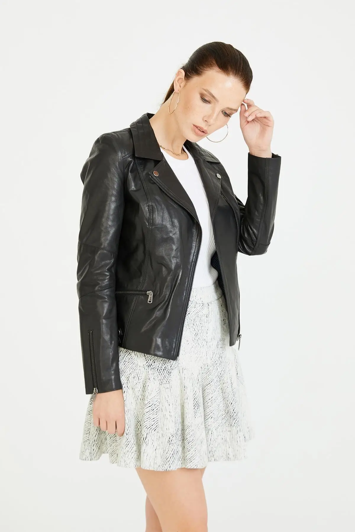 Black genuine leather coats women genuine sheepskin jackets spring autumn clothing fashion new season products sports street clothing