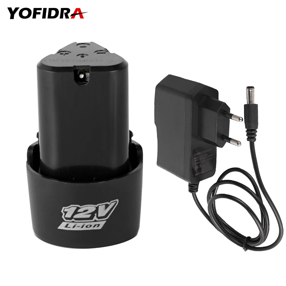 

Yofidra 12V Rechargeable Lithium Battery, Battery Capacity 1.5Ah, Equipped with EU Charger, for 12V Brushless Mini Angle Grinder