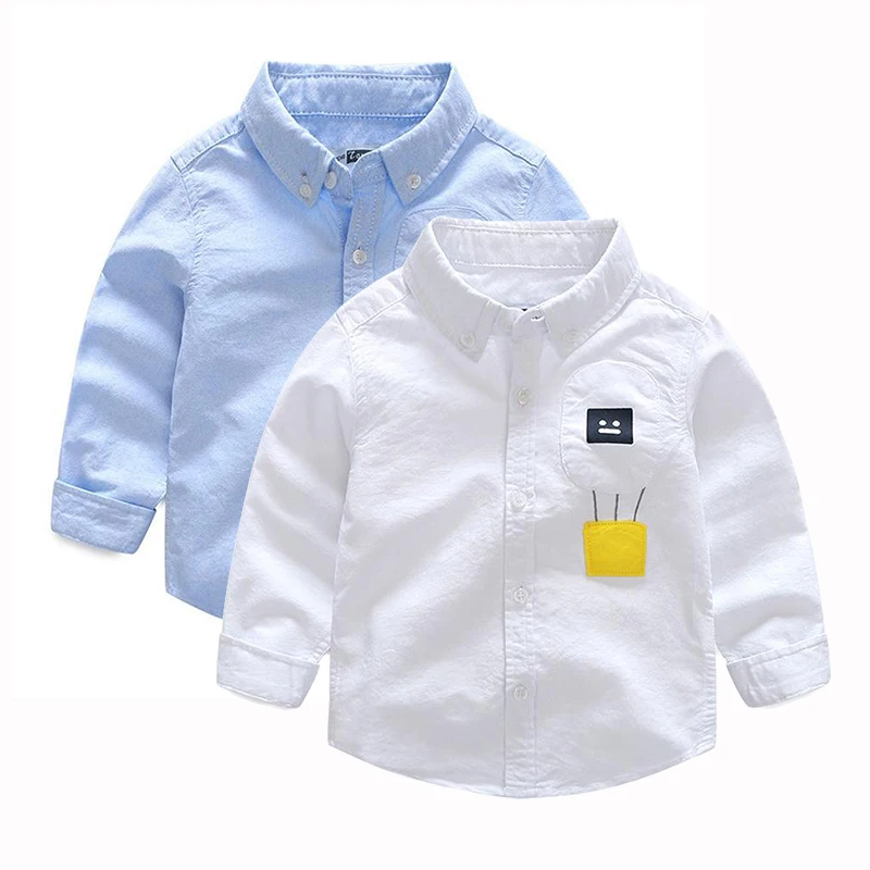 

Блузка для мальчиков, Детские рубашки с длинным рукавом для детей, белая однотонная официальная рубашка, хлопковая одежда для подростков