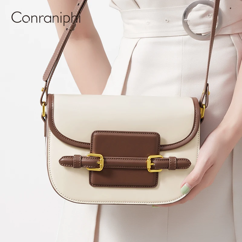 Conraniphi Designer Handbag New Fashion shoulder Messenger Retro Leather Chain Small Square Bag Original Women Brand