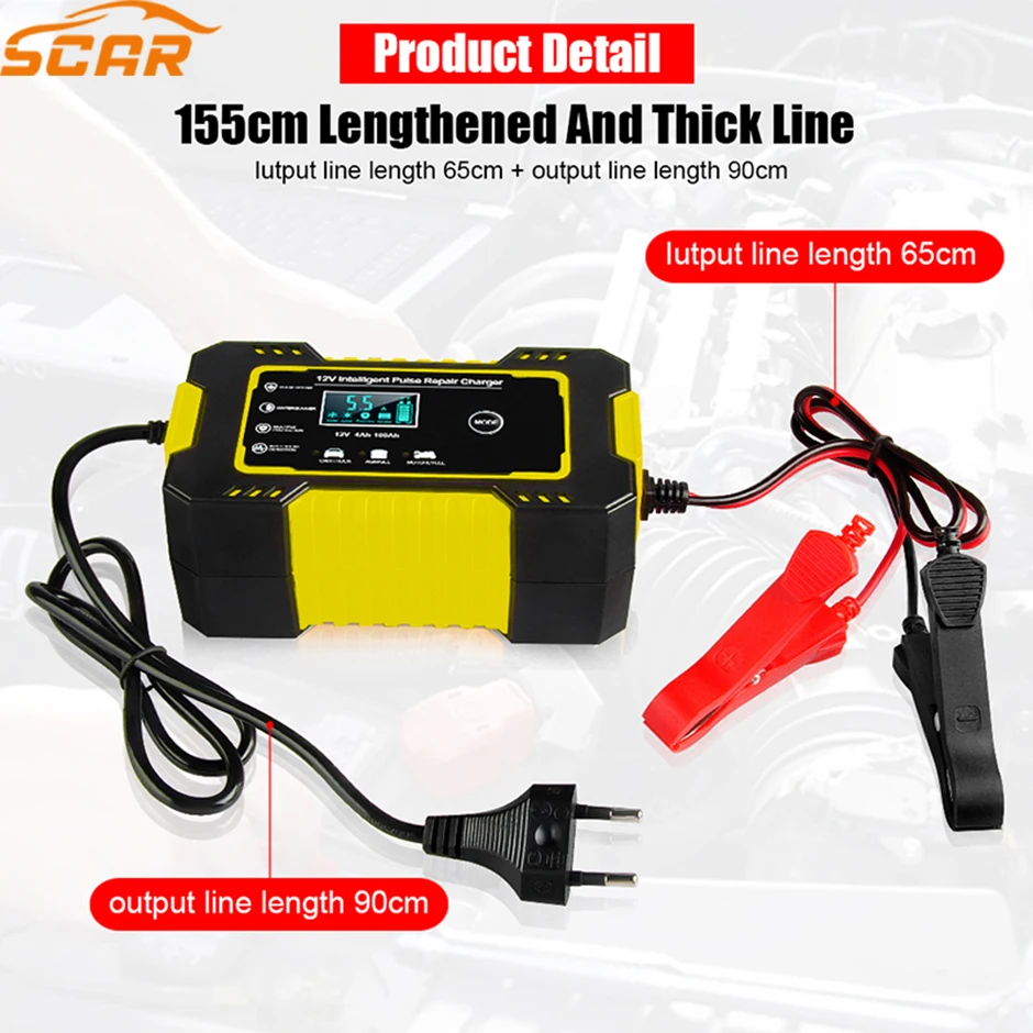 

Car Motorcycle Battery Charger 12V 6A Charger for Auto Moto Lead Acid Smart Charging Digital LCD Display Auto Parts Tool