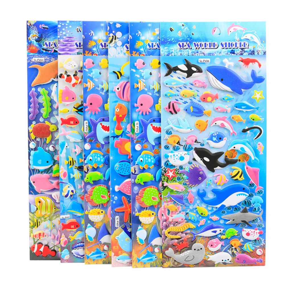 

10-Piece Decorative Safe Cartoon World Bubble Puffy Stickers Teacher Reward