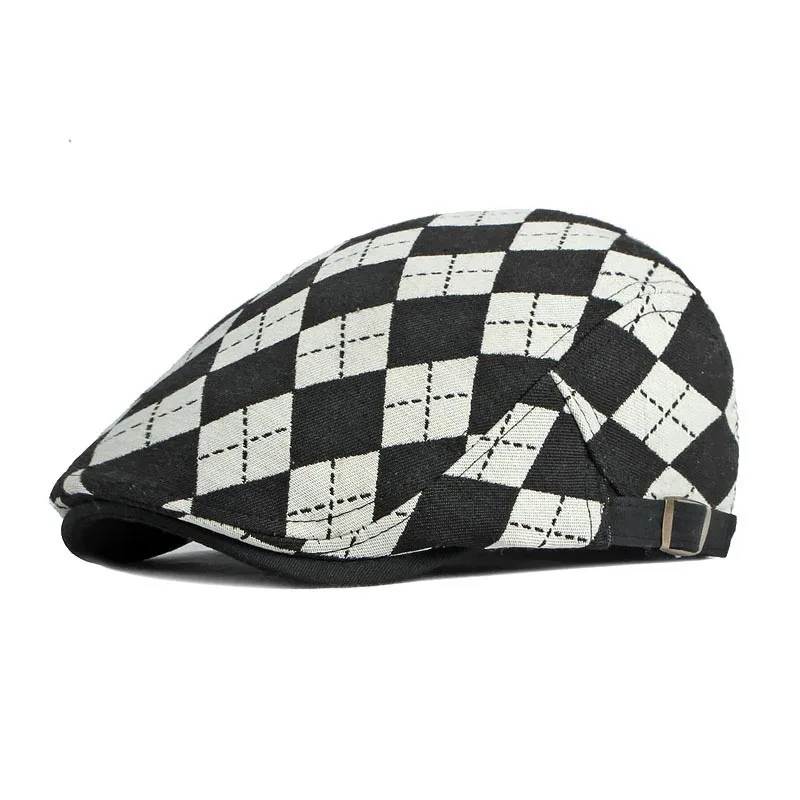 

Spring Summer Plaid Newsboy Caps Unisex Driving Vintage Soft Casual Berets Cap Visor Gatsby Flat Ivy Hats