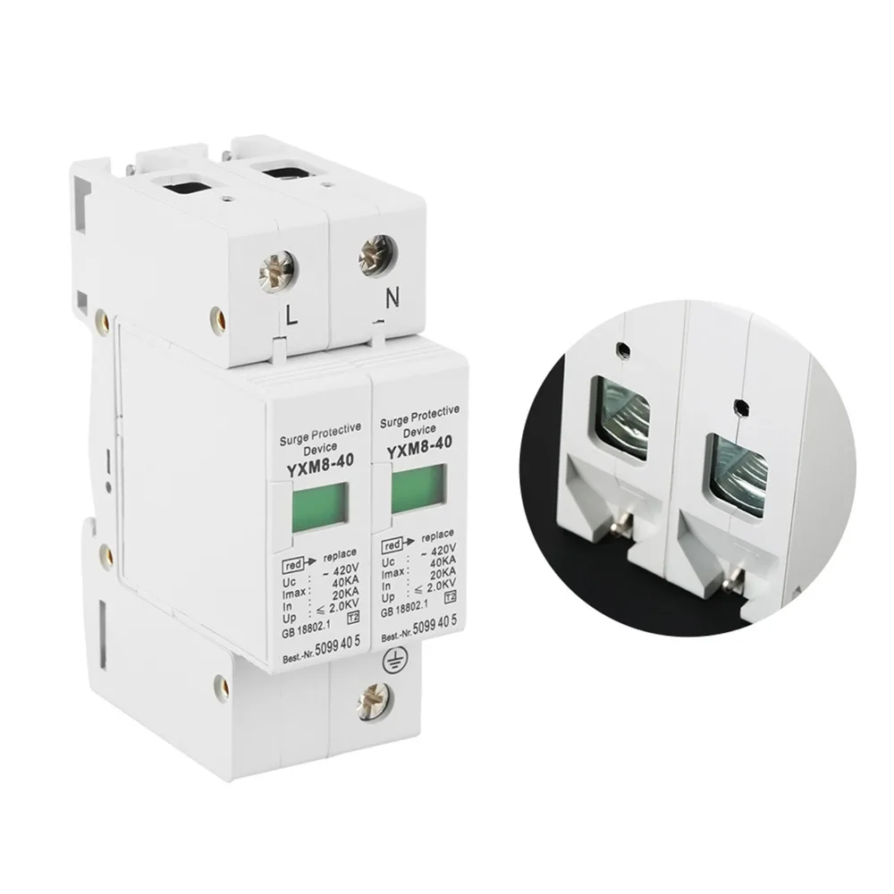 Фото Защита питания AC420V Устройство разрядника 2P Низковольтное устройство разрядника низкого напряжения 40KA Устройство защиты от перенапряжения Защита дома №5