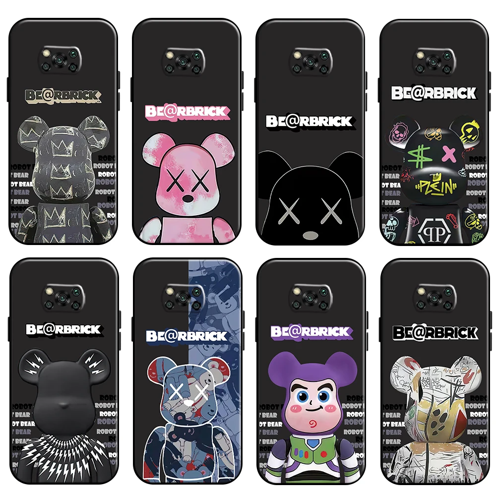 

Luxury Fashion Cute Bear For Xiaomi Poco X3 Pro NFC POCO X3 GT Phone Case Funda Liquid Silicon Silicone Cover Coque Back