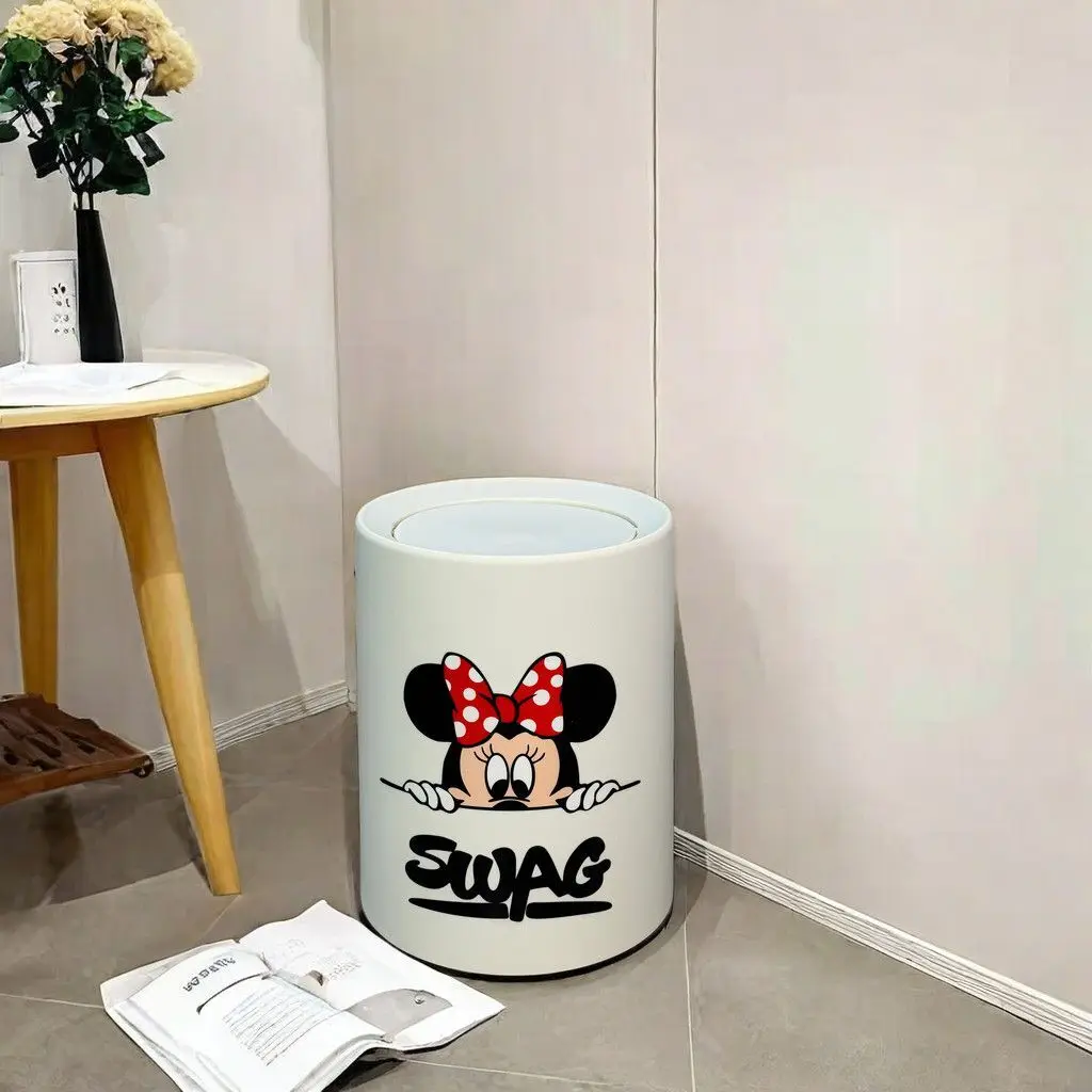 Мусорная корзина с принтом Микки и Минни Диснея, домашняя мусорная корзина с откидной крышкой, модная корзина для хранения мусора для гостиной, спальни