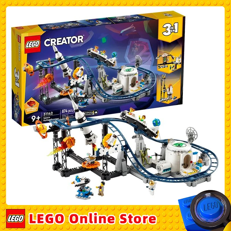 

LEGO Creator Space Roller Coaster 31142 3 in 1 Building Toy Set with a Roller Coaster, Drop Tower, Carousel and 5 Minifigures