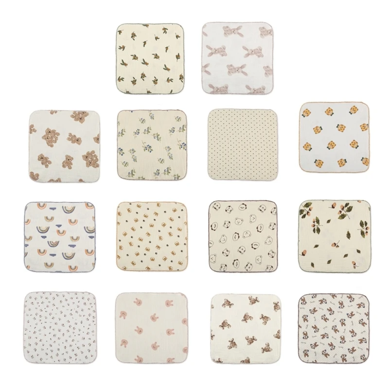 

Baby Bibs Cloth with 4 Layers Squares Cotton Natural Baby Face Towel Reusable Extra-Soft Newborn Baby Wipes Bath Shower