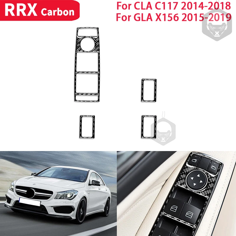 

RRX аксессуары из натурального углеродного волокна кнопки для автомобильной фары Декор рамка наклейка для крышки для Mercedes Benz CLA C117 GLA X156 2014-2019