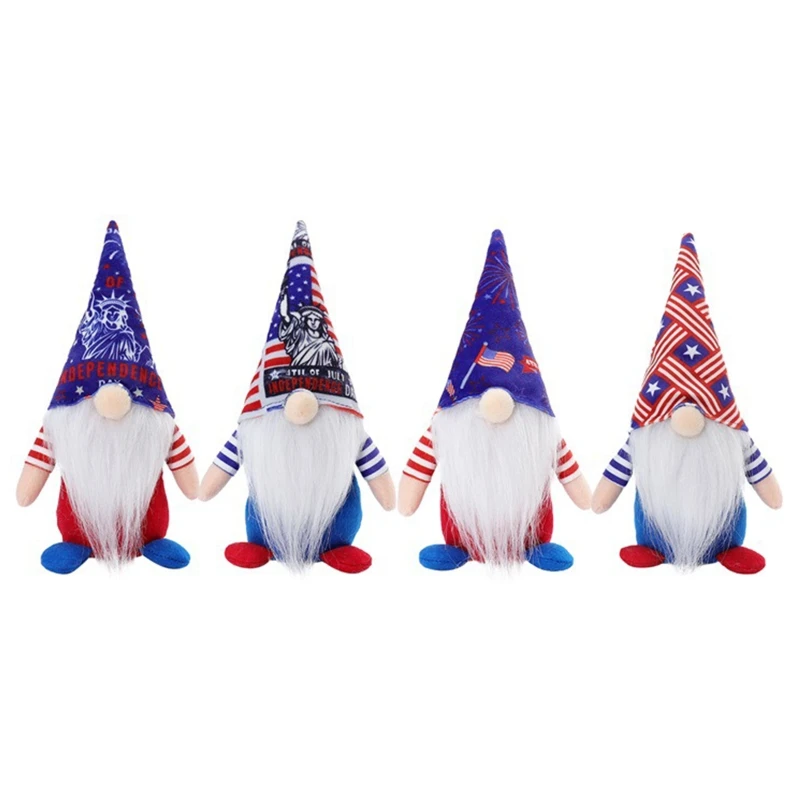 

American Independence Day Gnome Plush Dwarf Doll Patriotic Toy Ornament for 4th of July Party Table Decoration Gift