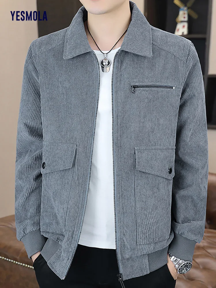 

Куртка мужская зимняя Вельветовая, Повседневная парка из хлопка, однотонная, для инструментов, корейская мода