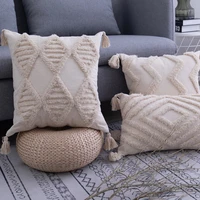 45x45cm30x50cm tufted tassels decorative pillowcase boho style cushion cover beige sofa pillow cover room bed home decoration