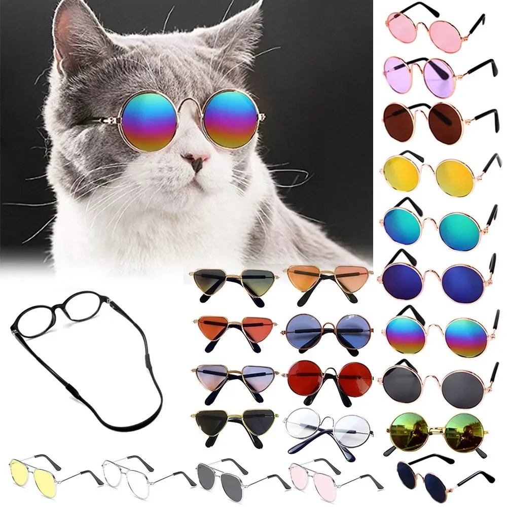 

2022JMT Cat Cool Sunglasses Pet Dog Vintage Round Glasses Products Puppy Photos Props Decorations Animals Lovely Eye-Wear Access