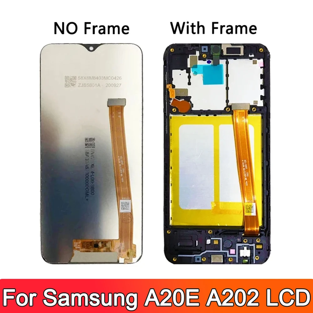 AMOLED ЖК-дисплей для Samsung A20E с рамкой SM-A202F A202DS A202F/DS ЖК-экран сенсорным экраном в