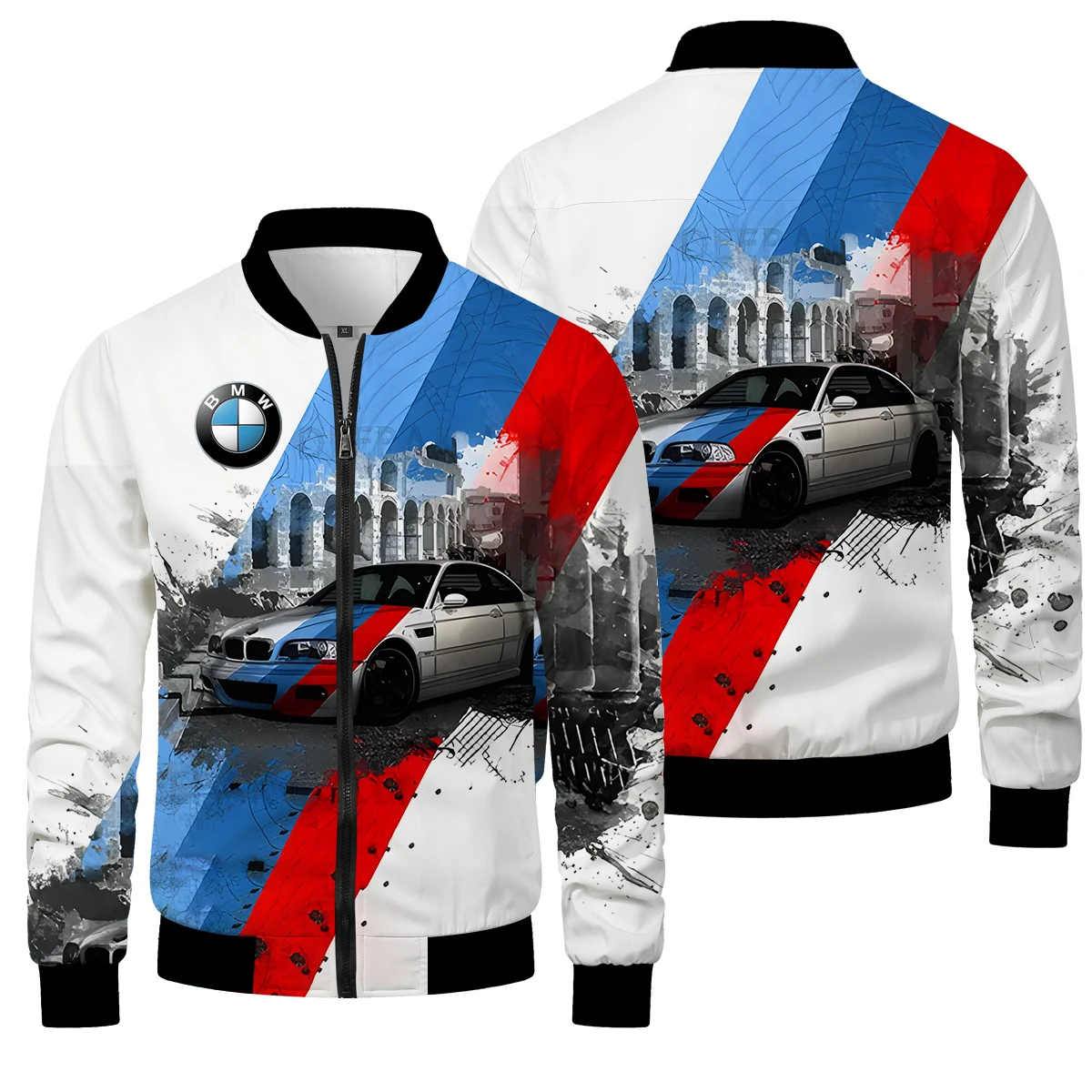 BMW Мужская повседневная летная куртка Logo Мотоциклетная с принтом логотипа