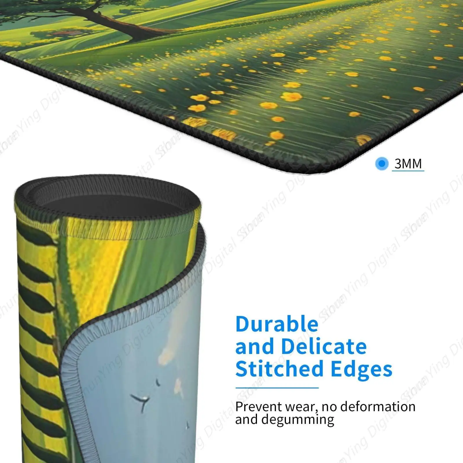 Коврик для мыши с противоскользящим резиновым основанием Тосканский весенний