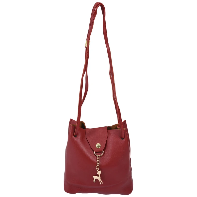 

Small Bag Women Deer Bucket Bag Handbags Ladies Satchel Mini Shoulder Messenger Bags Simple Design Cross Body Bag(Red)