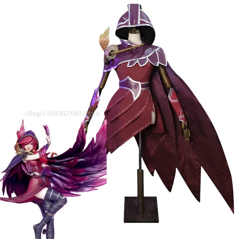 LOL The Rebel Xayah Cosplay Costume Game New Champion Outfit Halloween Women Suit with Cloak