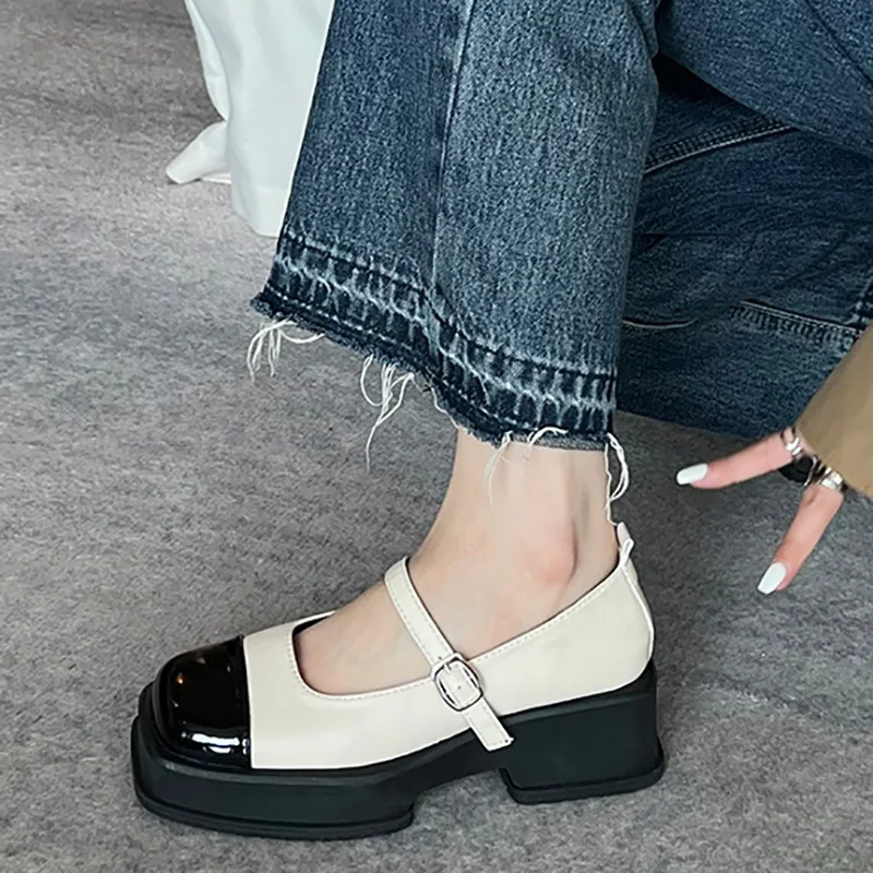 FAFA French-style Mary Jane Single Shoes Women's 2023 Spring Thick-heeled Thick-soled Loafers With British Small Leather Shoes
