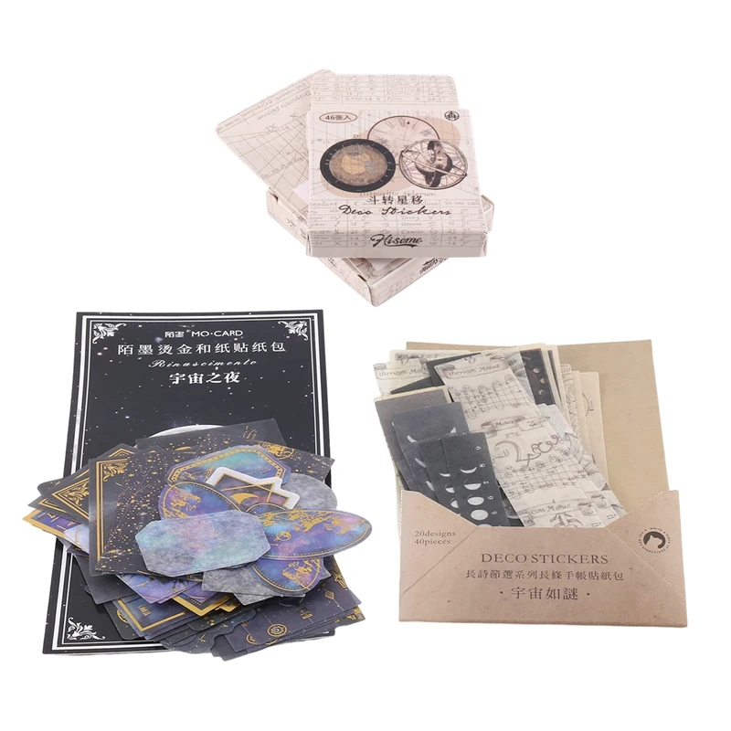 

192Pcs Celestial Stickers Vintage Stickers For Scrapbooking Planet Moon Space Astronomy Stickers Journaling Supplies