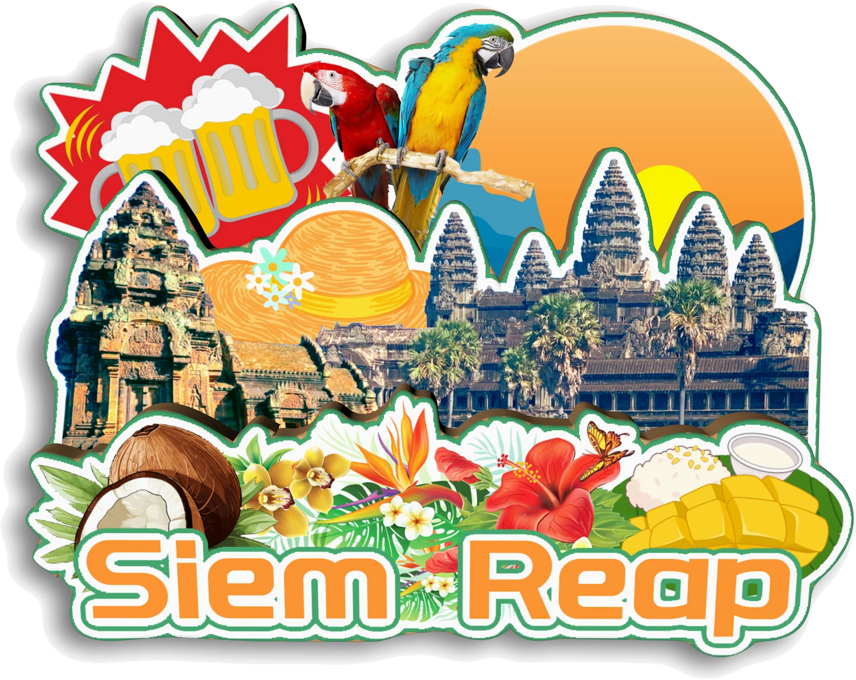 Фото Phnom Penh Siem Reap Sihanoukville Battambang K 20:00 Kampot Cambodia Магнит на холодильник Путешествия Сувенир Подарок Декоративные ручной работы №3