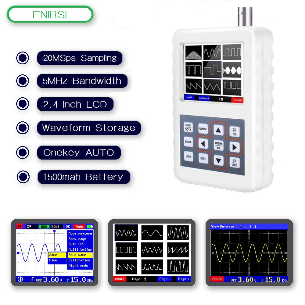 

DSO Pro Portable Digital Oscilloscope, 5M Bandwidth, 20msps, Sample Rate Digital Handheld Oscilloscope