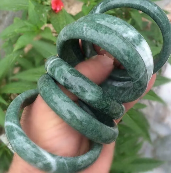 

Натуральный 56-64 мм зеленый нефритовый браслет ручной работы