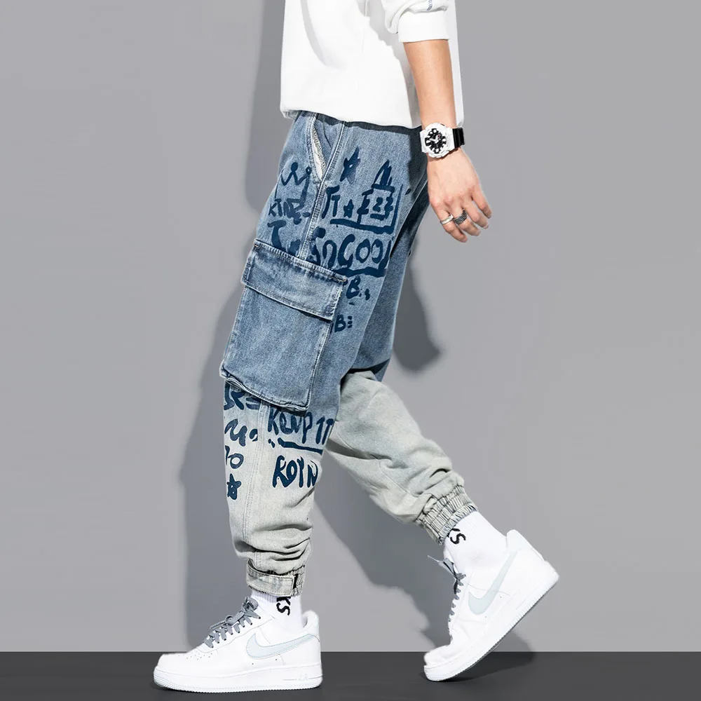 New Street Fashion Hip Hop Cargo Pants Men's Jeans Casual Pants Elastic Harlan Pants Jogging Pants Autumn Spring Men's Wear