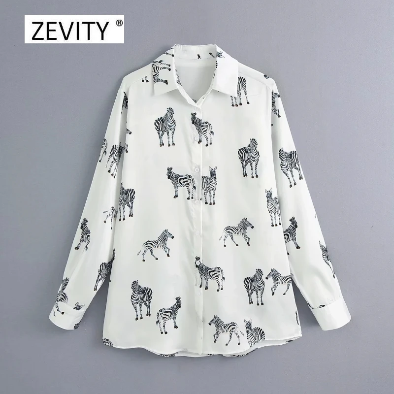 Женская модная Повседневная Блузка с животным принтом Офисная деловая рубашка