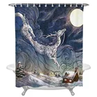 Снежный пейзаж Дракон Луна искусственная ткань декор для ванной комнаты душевая занавеска набор с крючками украшение для дома