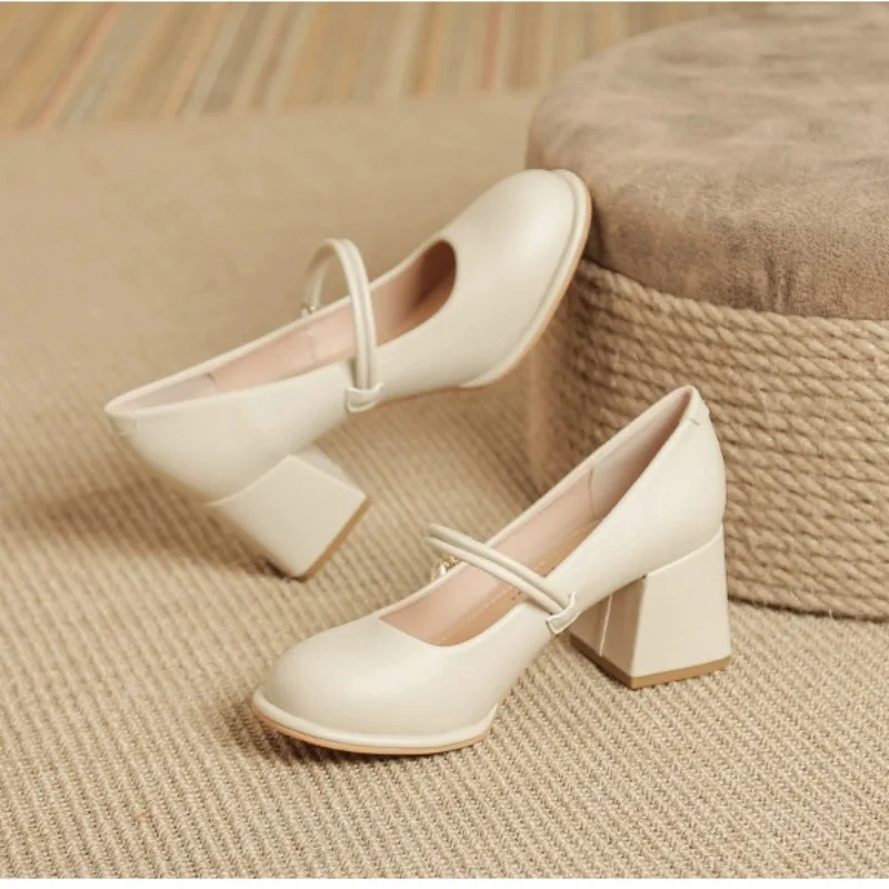 Женские туфли 2023 Брендовые женские мэри джейн на высоком каблуке модные строгие