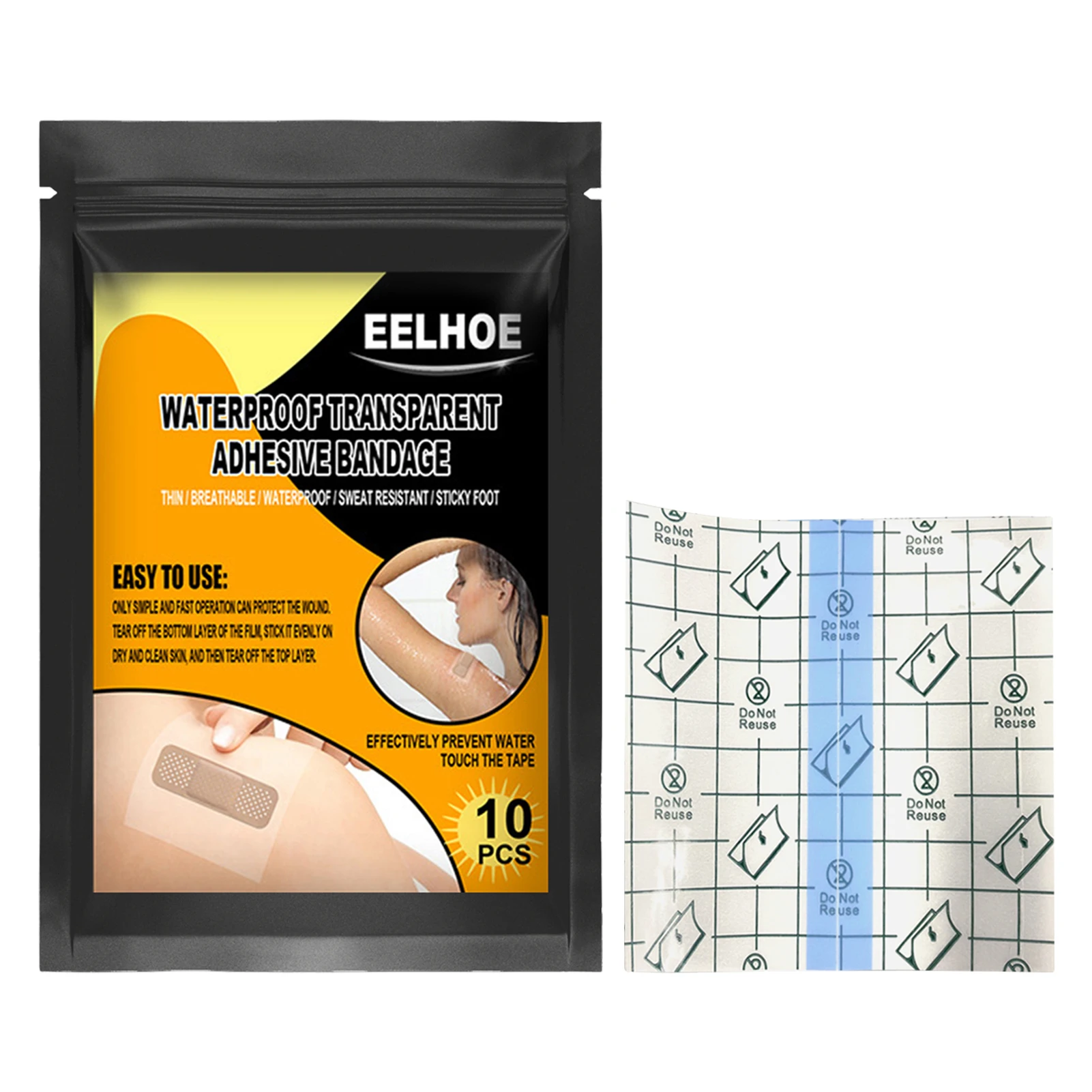 

10Pcs Clear Transparent Tape Adhesive Plaster Breathable Waterproof High-Quality Transparent Adhesive Bandage Emergency Kit