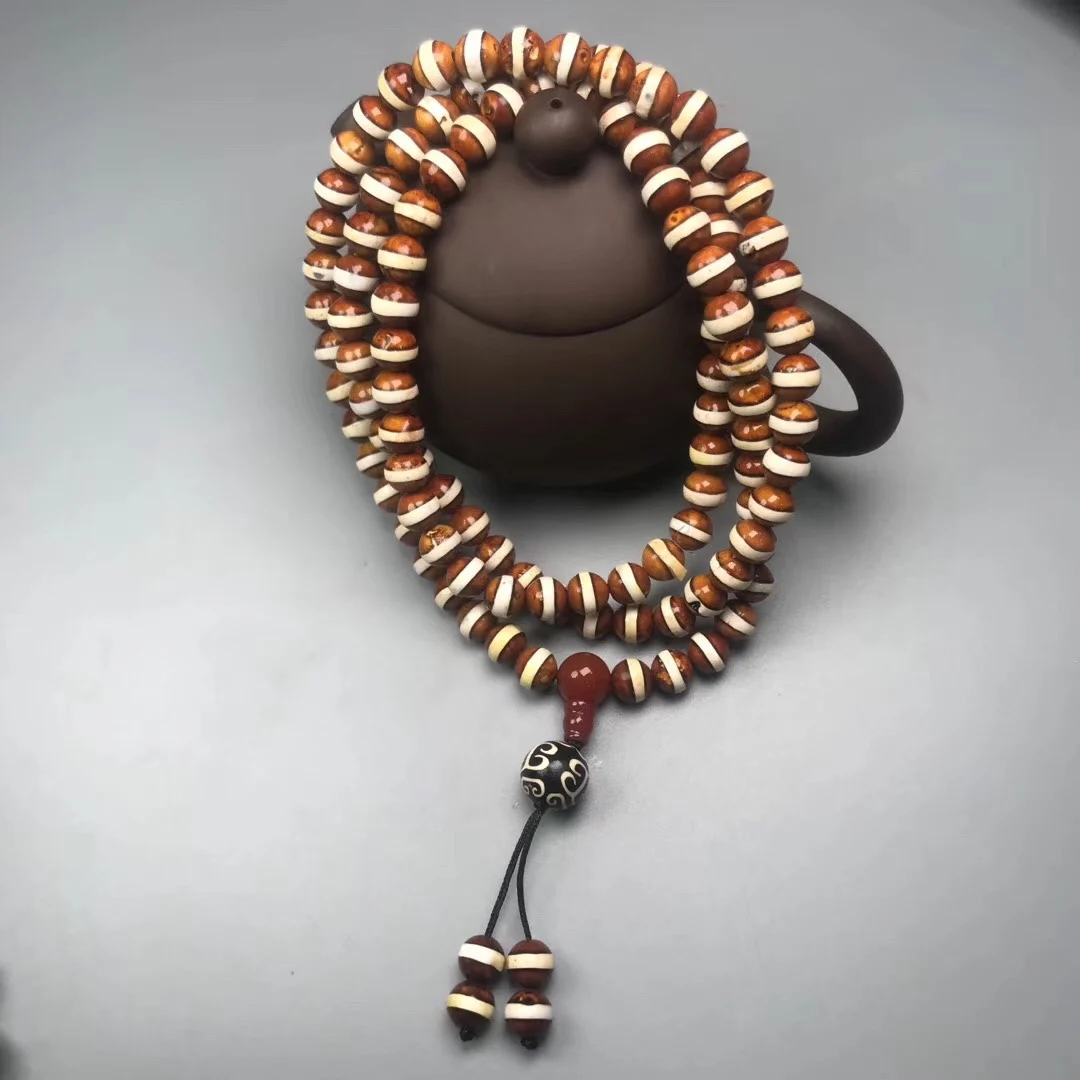 

National style Tibetan old agate first-line dzi beads 108 beads necklace