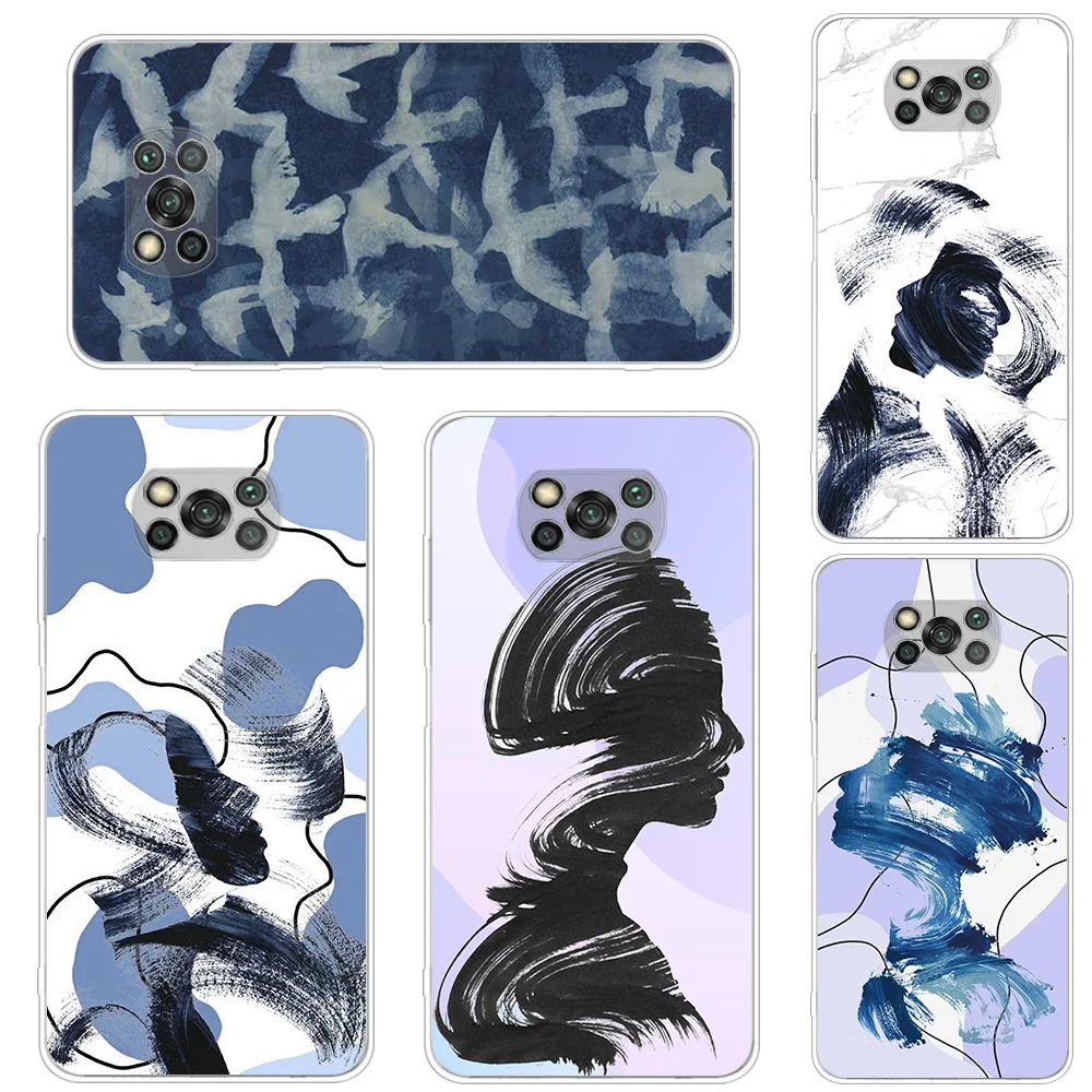 

Transparent Soft Case For Xiaomi Poco X3 NFC Por M3 F3 F1 Note 11 10 Pro 9S 9 10S 8 7 8T K40 Phone Cover Line Painting Art