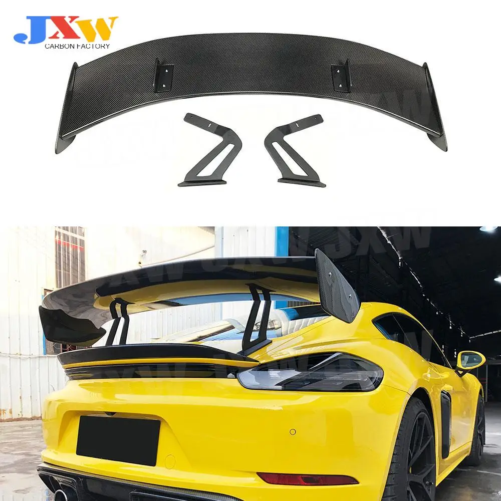 

Dry Carbon Fiber Car Rear Spoiler Tail Wings For Porsche Cayman 981 986 987 718 GT4 GT 2016-2019 FRP Car External Decoration