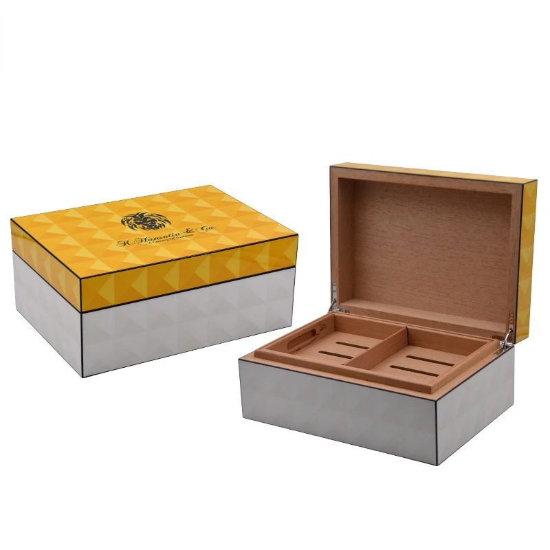 

Белая двухцветная мозаика кедровая коробка для сигар humidor