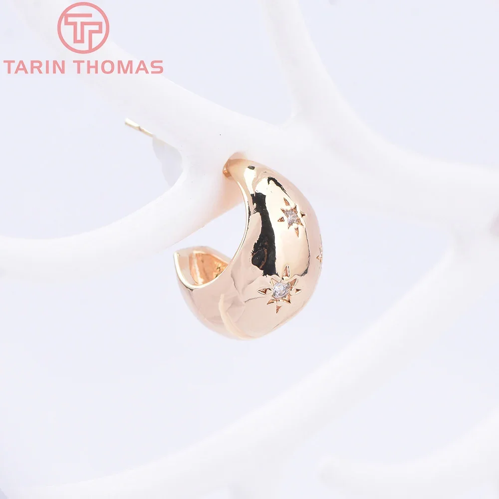 (8983) 4 шт. 11x14 5 мм латунные серьги-гвоздики с цирконом неправильной симметричной