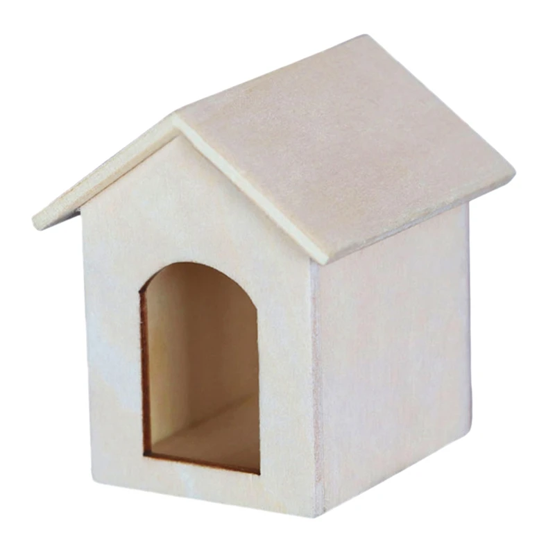 

1:12 Mini Wood Simulation Doghouse Model Dollhouse Garden Decoration Accessories