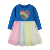 jumping meters new arrival rainbow beading princess girls dresses stripe baby clothes party tutu kids frocks costume toddler