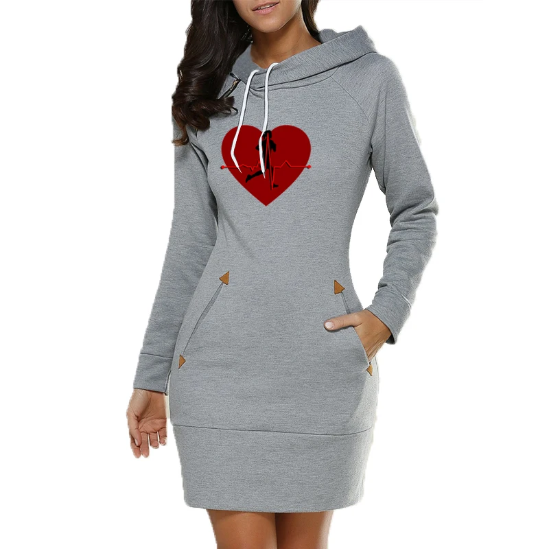 

Women Fleece Hoodie Dress Fashion Printed Long Sleeve Hooded Dresses Female Vintage Christmas Mujer Sweatshirt Streetwear