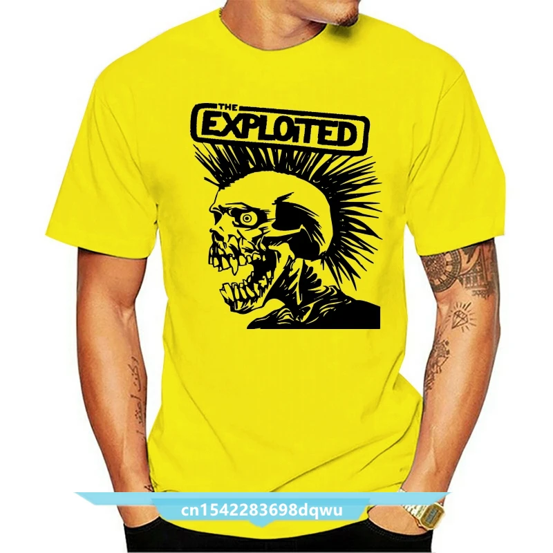 

The Exploited Men T-shirt Punks Not Dead Tshirt Hip Hop Skull Print Adult Grey Clothing Summer Band T Shirts Crazy Streetwear XS